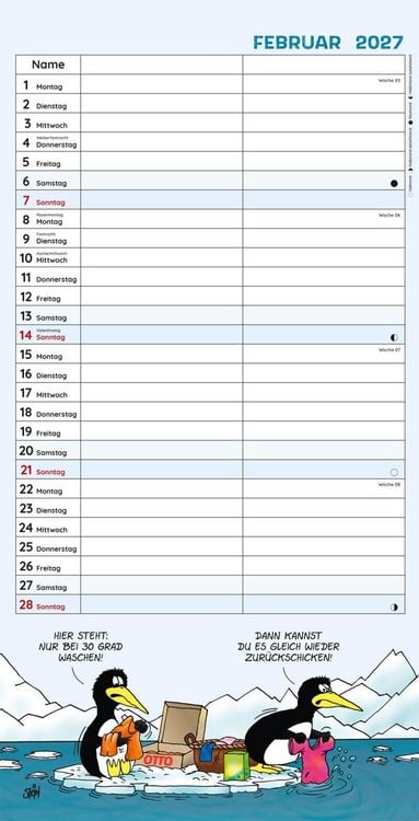 Produktbild: Uli Stein Timer f&uuml;r zwei 2027: Monatskalender f&uuml;r die Wand