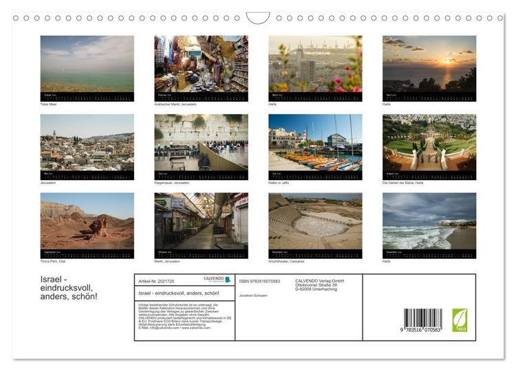 Produktbild: Israel - eindrucksvoll, anders, sch&ouml;n! (Wandkalender 2026 DIN A3 quer), CALVENDO Monatskalender