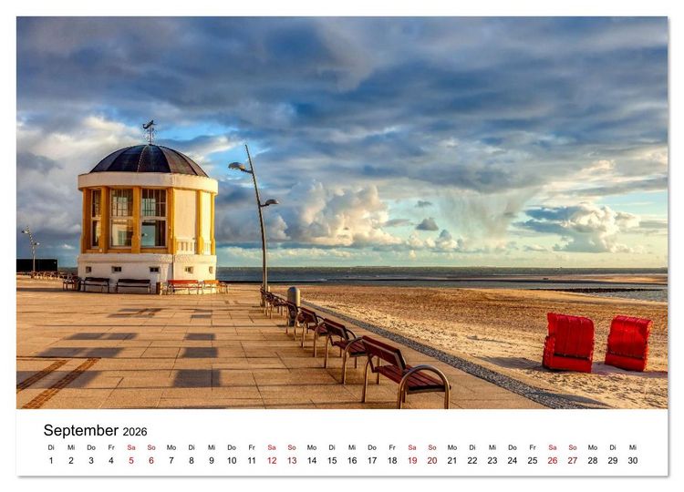 Produktbild: Insel Borkum - Ein Jahr zwischen Wind und Wellen (Wandkalender 2026 DIN A2 quer), CALVENDO Monatskalender