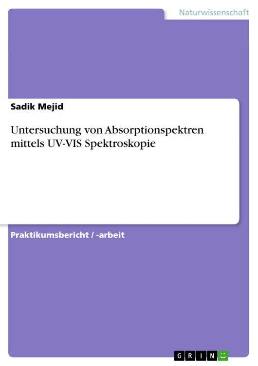 Produktbild: Untersuchung von Absorptionspektren mittels UV-VIS Spektroskopie