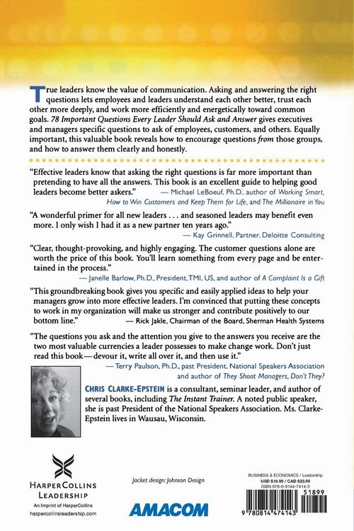 Produktbild: A 78 Important Questions Every Leader Should Ask and Answer