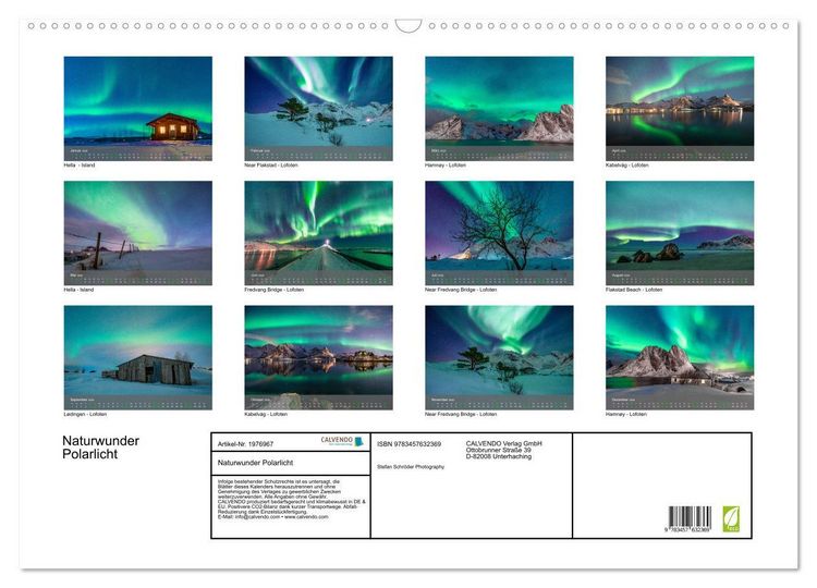 Produktbild: Naturwunder Polarlicht (Wandkalender 2026 DIN A2 quer), CALVENDO Monatskalender