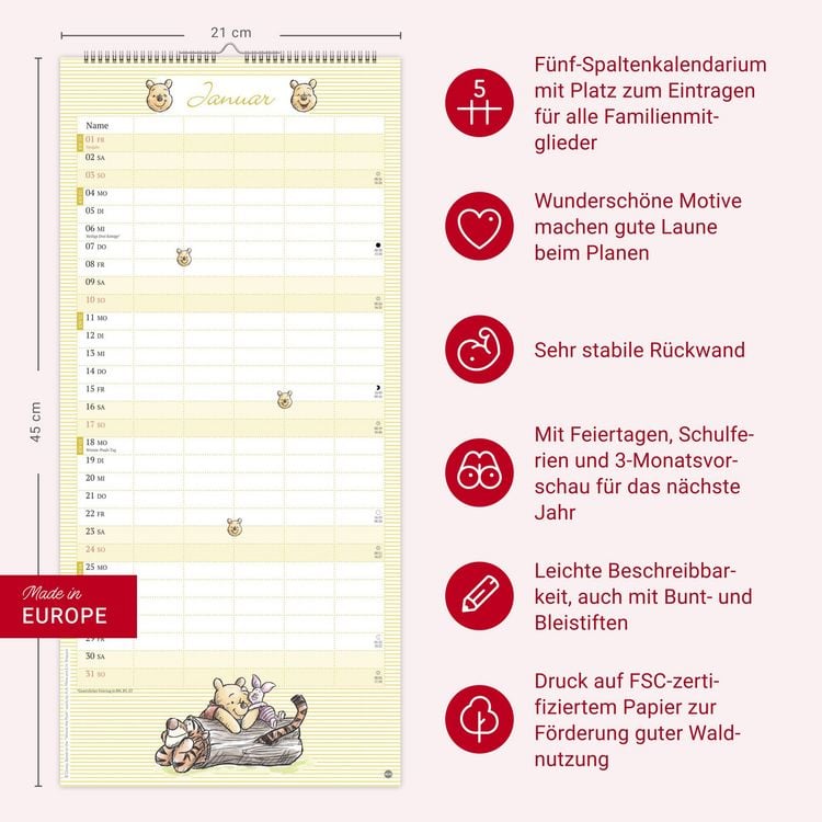 Produktbild: Winnie Puuh Familienplaner 2027