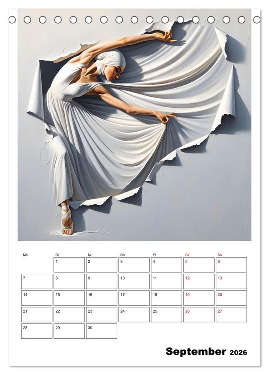 Produktbild: Tanz der Befreiung &ndash; Ballerina auf der Suche nach Freiheit (Tischkalender 2026 DIN A5 hoch), CALVENDO Monatskalender