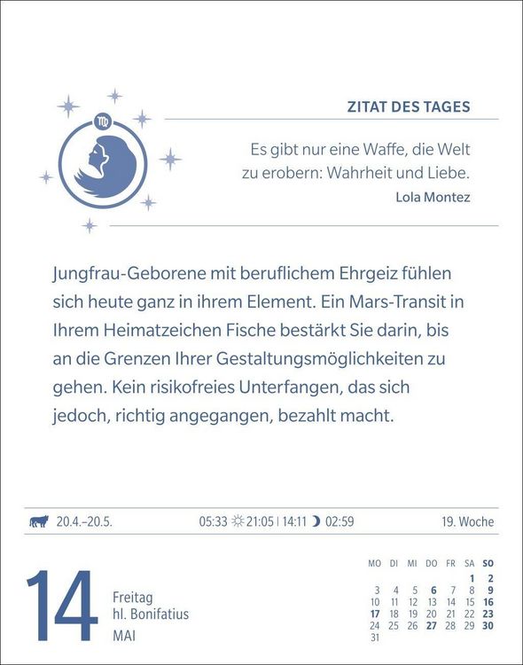 Produktbild: Jungfrau Sternzeichenkalender 2027 - Tagesabrei&szlig;kalender - Ihr Horoskop f&uuml;r jeden Tag