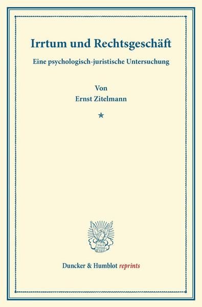 Produktbild: Irrtum und Rechtsgesch&auml;ft.