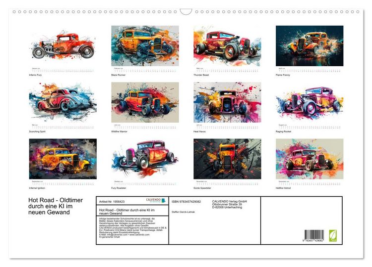 Produktbild: Hot Road - Oldtimer durch eine KI im neuen Gewand (Wandkalender 2026 DIN A2 quer), CALVENDO Monatskalender