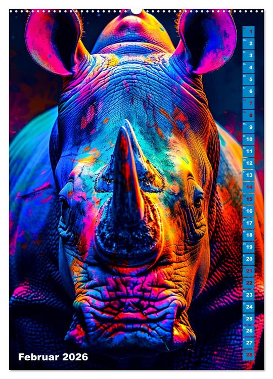 Produktbild: Farbenpracht - Bunte Tierportr&auml;ts (hochwertiger Premium Wandkalender 2026 DIN A2 hoch), Kunstdruck in Hochglanz