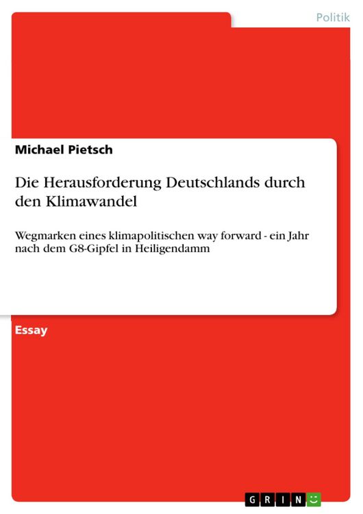 Produktbild: Die Herausforderung Deutschlands durch den Klimawandel