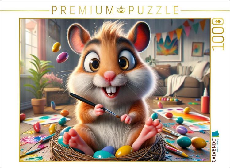 Produktbild: CALVENDO Puzzle Ostereierspa&szlig; mit dem K&uuml;nstler-Hamster | 1000 Teile Lege-Gr&ouml;&szlig;e 64x48cm Foto-Puzzle f&uuml;r gl&uuml;ckliche Stunden