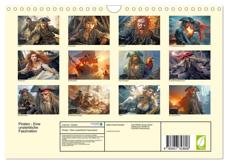 Produktbild: Piraten - Eine unsterbliche Faszination (Wandkalender 2026 DIN A4 quer), CALVENDO Monatskalender
