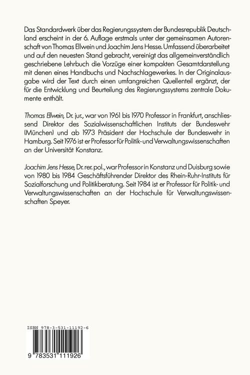 Produktbild: Das Regierungssystem der Bundesrepublik Deutschland