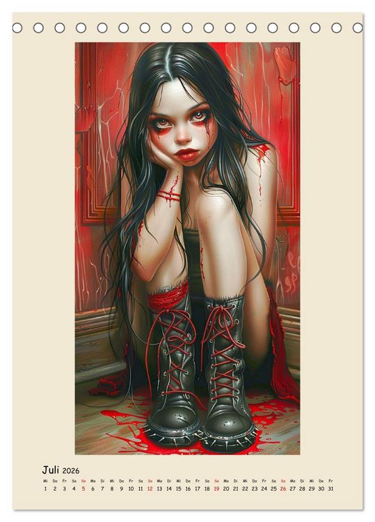 Produktbild: Gothic-Girls. Bizzare Comic-Art (Tischkalender 2026 DIN A5 hoch), CALVENDO Monatskalender