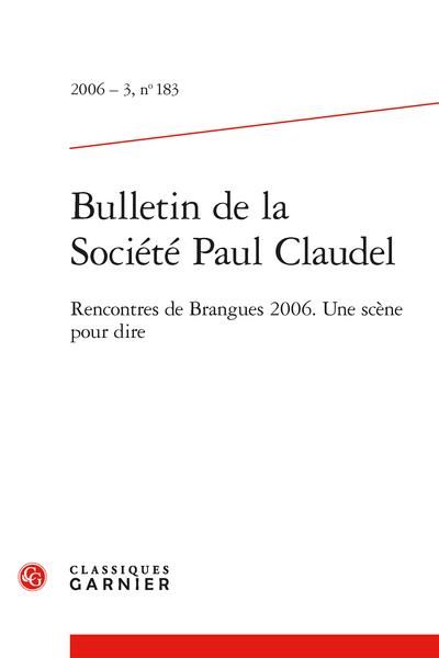 Produktbild: Bulletin de la Societe Paul Claudel; Recontres de Brangues 2006; une
