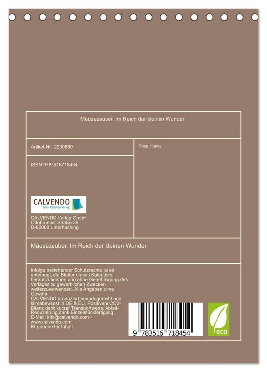 Produktbild: M&auml;usezauber. Im Reich der kleinen Wunder (Tischkalender 2026 DIN A5 hoch), CALVENDO Monatskalender