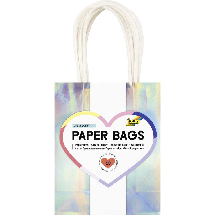 Produktbild: folia Papiert&uuml;ten irisierend gl&auml;nzend Gr&ouml;&szlig;e S 12x15x5,5cm 10 St&uuml;ck Kraftpapier