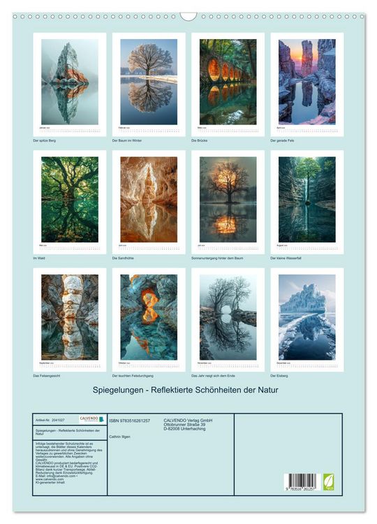 Produktbild: Spiegelungen - Reflektierte Sch&ouml;nheiten der Natur (Wandkalender 2026 DIN A2 hoch), CALVENDO Monatskalender