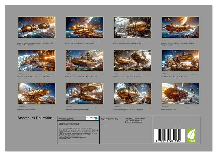 Produktbild: Steampunk-Raumfahrt (Wandkalender 2026 DIN A4 quer), CALVENDO Monatskalender