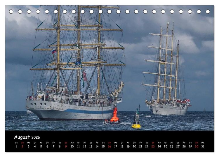 Produktbild: Windjammer vor Warnem&uuml;nde (Tischkalender 2026 DIN A5 quer), CALVENDO Monatskalender