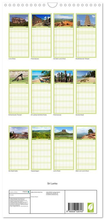 Produktbild: Familienplaner 2026 - Sri Lanka mit 5 Spalten (Wandkalender, 21 x 45 cm) CALVENDO