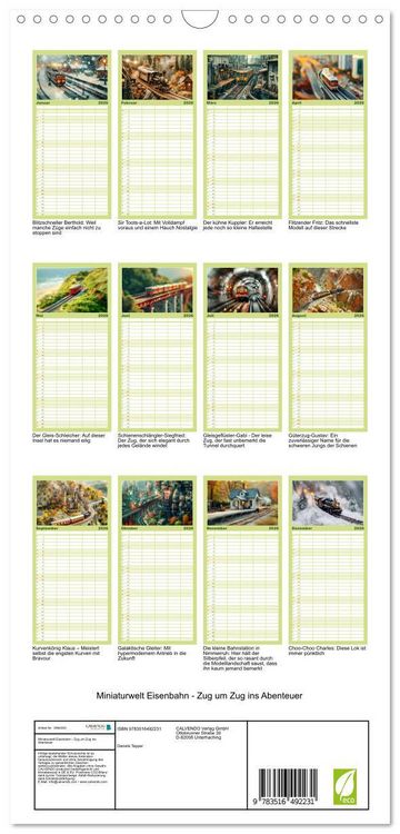 Produktbild: Familienplaner 2026 - Miniaturwelt Eisenbahn - Zug um Zug ins Abenteuer mit 5 Spalten (Wandkalender, 21 x 45 cm) CALVENDO