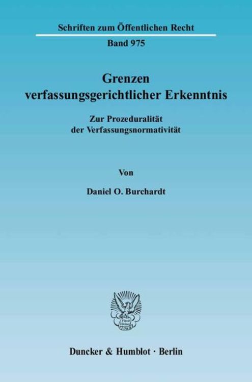 Produktbild: Grenzen verfassungsgerichtlicher Erkenntnis.