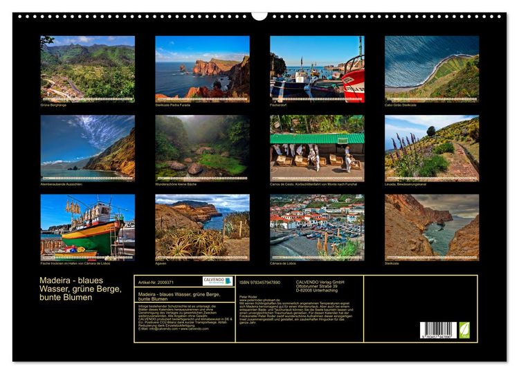 Produktbild: Madeira - blaues Wasser, gr&uuml;ne Berge, bunte Blumen (Wandkalender 2026 DIN A2 quer), CALVENDO Monatskalender