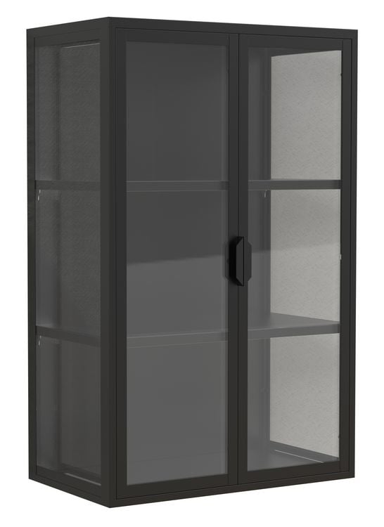 Produktbild: Stahl Wandvitrine H&auml;ngevitrine Vitrine Glas Flokas