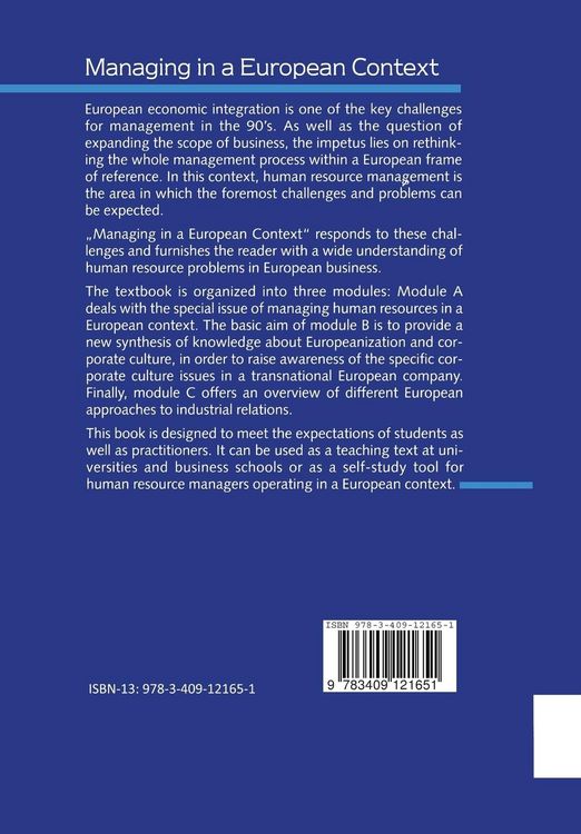 Produktbild: Managing in a European Context
