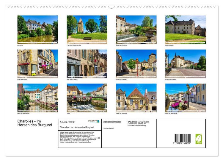 Produktbild: Charolles - Im Herzen des Burgund (hochwertiger Premium Wandkalender 2026 DIN A2 quer), Kunstdruck in Hochglanz