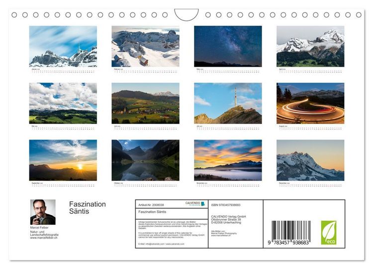 Produktbild: Faszination S&auml;ntis (Wandkalender 2026 DIN A4 quer), CALVENDO Monatskalender