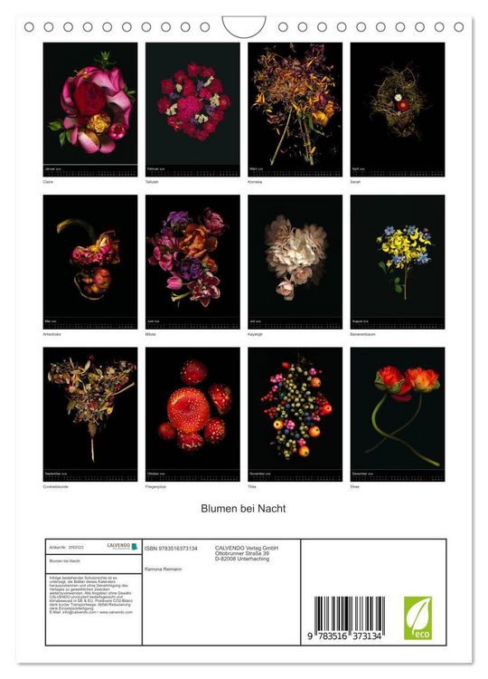 Produktbild: Blumen bei Nacht (Wandkalender 2026 DIN A4 hoch), CALVENDO Monatskalender