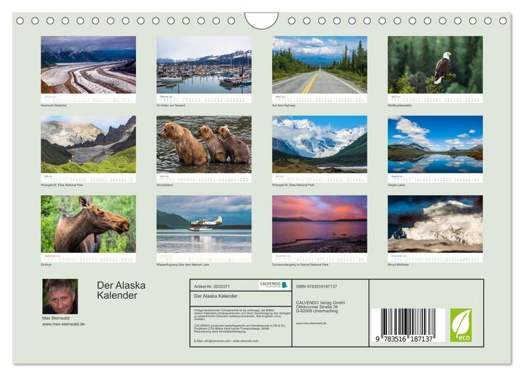 Produktbild: Der Alaska Kalender (Wandkalender 2026 DIN A4 quer), CALVENDO Monatskalender