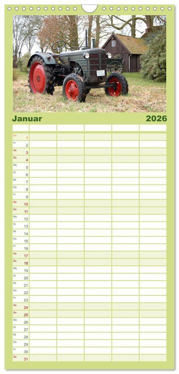Produktbild: Familienplaner 2026 - Historische Traktoren 2026 mit 5 Spalten (Wandkalender, 21 x 45 cm) CALVENDO