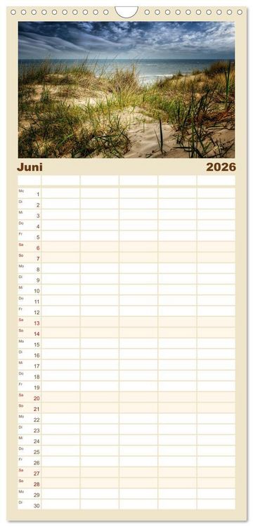 Produktbild: Familienplaner 2026 - Nordsee-D&uuml;nen mit 5 Spalten (Wandkalender, 21 x 45 cm) CALVENDO