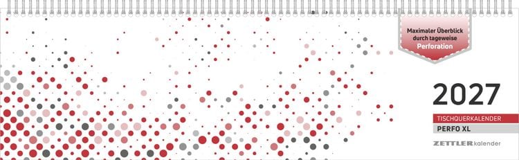 Produktbild: Tischquerkalender 1W/2S PERFO XL rot 2027