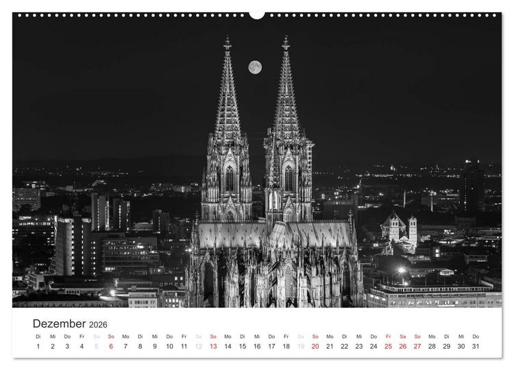 Produktbild: K&ouml;ln - monochrome Ansichten (Wandkalender 2026 DIN A2 quer), CALVENDO Monatskalender