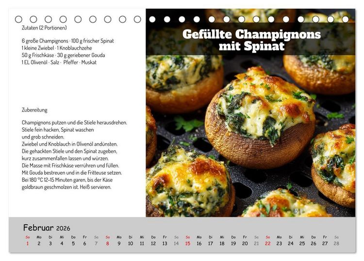 Produktbild: Rezepte f&uuml;r die Hei&szlig;luftfritteuse - vegetarisch, schnell und einfach (Tischkalender 2026 DIN A5 quer), CALVENDO Monatskalender