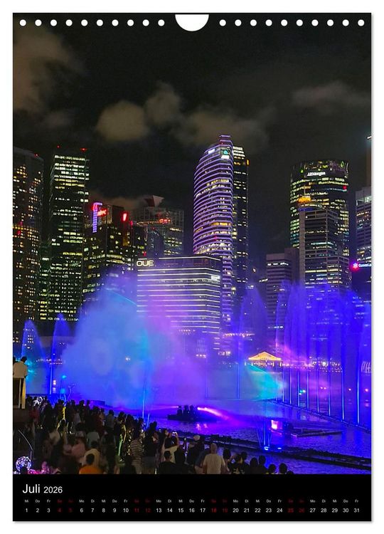 Produktbild: Singapur - Faszinierende Lichterwelt Marina Bay (Wandkalender 2026 DIN A4 hoch), CALVENDO Monatskalender