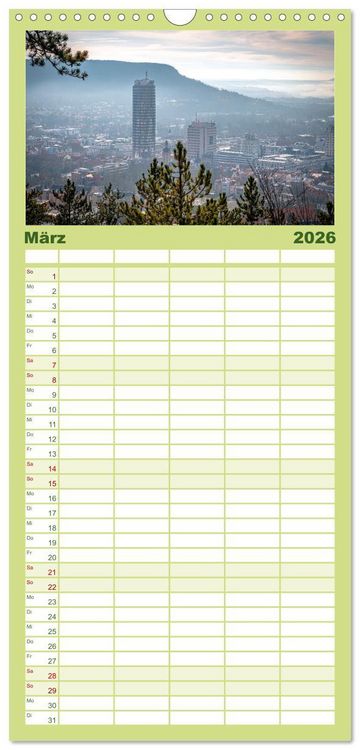 Produktbild: Familienplaner 2026 - Jena - Faszination in Bildern mit 5 Spalten (Wandkalender, 21 x 45 cm) CALVENDO