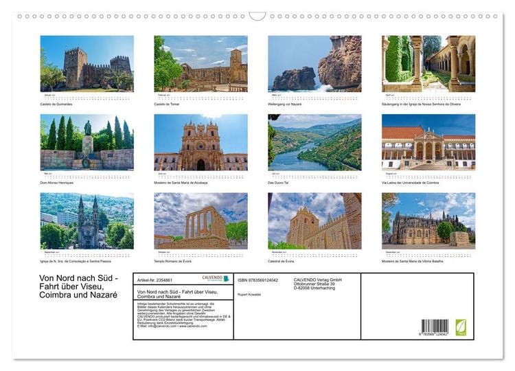 Produktbild: Von Nord nach S&uuml;d - Fahrt &uuml;ber Viseu, Coimbra und Nazar&eacute; (Wandkalender 2027 DIN A2 quer), CALVENDO Monatskalender