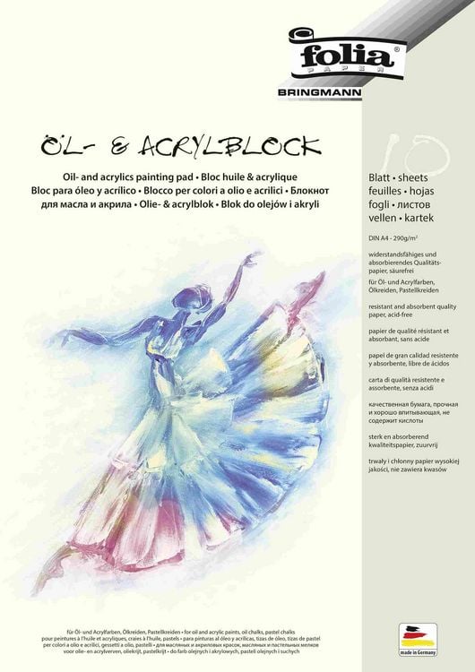 Produktbild: Folia  &Ouml;l- und Acrylmalblock 290g/m&sup2;, DIN A4, 10 Blatt