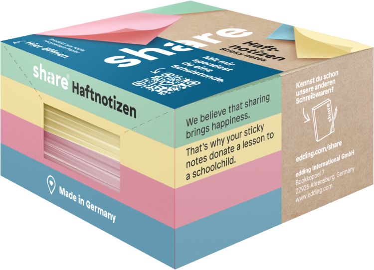 Produktbild: share Haftnotizblock 4x100 Blatt