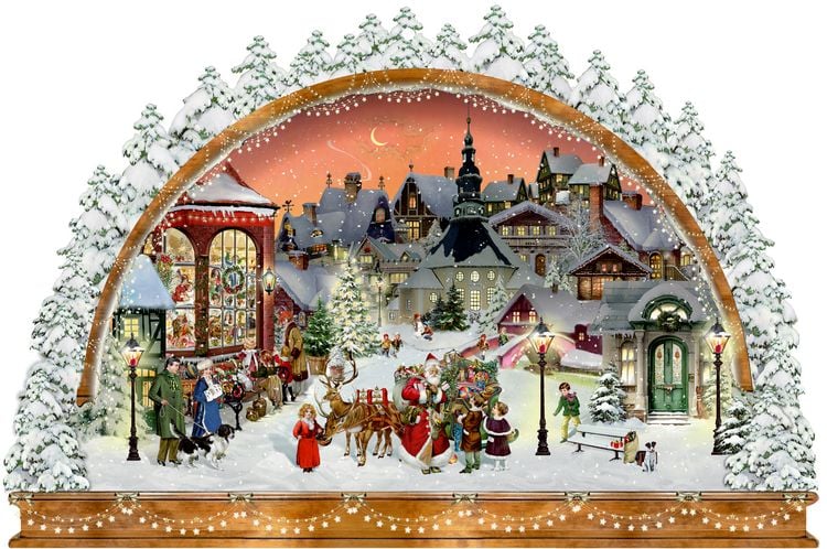 Produktbild: A3-Wand-Adventskalender &ndash; Nostalgischer Lichterbogen