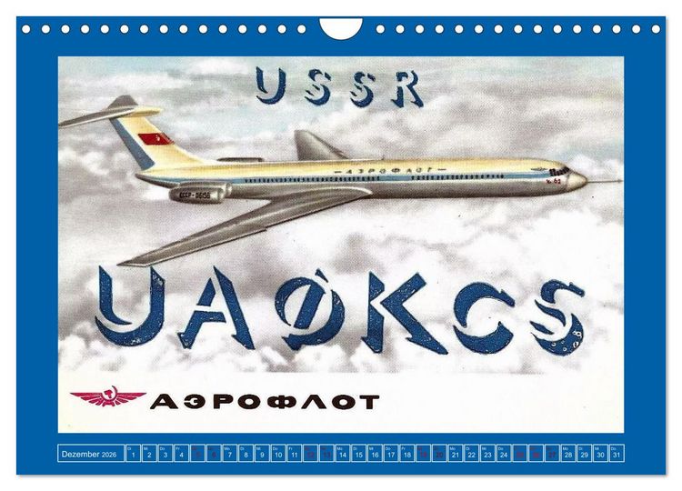 Produktbild: &Uuml;ber den Wolken - Flugzeuge des 20. Jahrhunderts auf Amateurfunkkarten (Wandkalender 2026 DIN A4 quer), CALVENDO Monatskalender