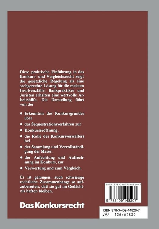 Produktbild: Das Konkursrecht