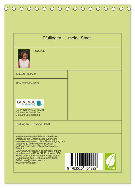 Produktbild: Pfullingen ... meine Stadt (Tischkalender 2026 DIN A5 hoch), CALVENDO Monatskalender