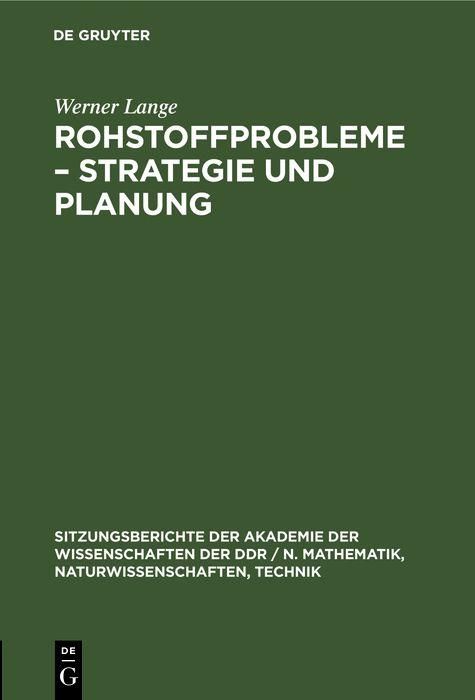 Produktbild: Rohstoffprobleme - Strategie und Planung