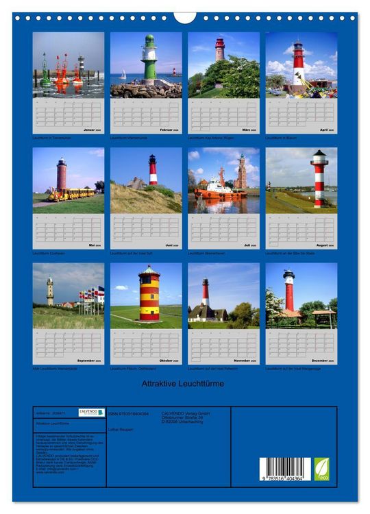 Produktbild: Attraktive Leuchtt&uuml;rme (Wandkalender 2026 DIN A3 hoch), CALVENDO Monatskalender