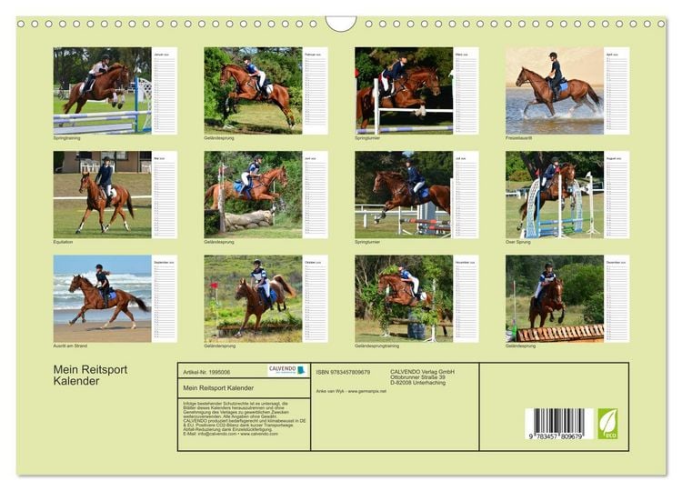 Produktbild: Mein Reitsport Kalender (Wandkalender 2026 DIN A3 quer), CALVENDO Monatskalender